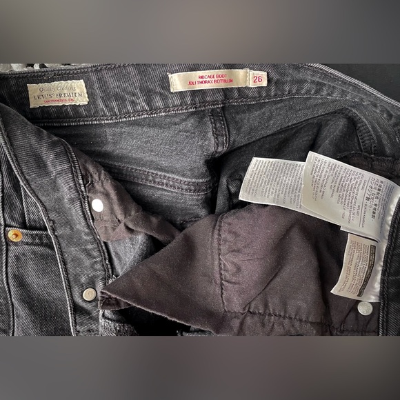 Levi’s Original Ribcage Bootcut Jeans - W 26 / L 31 - Black Lake (Washed Black) - Picture 5 of 10